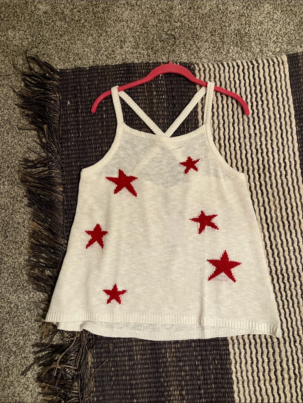 Freshman White Knit Star Camisole with Red Stars